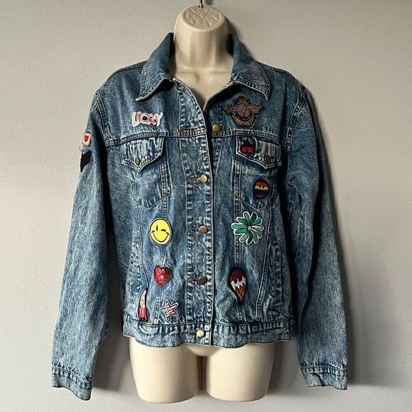Honey Punch Patch Denim Jean Jacket Size S - Picture 1 of 11